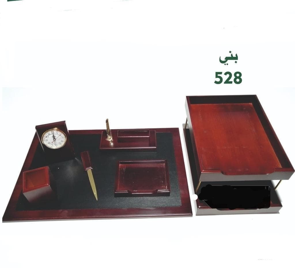 طقم مكتب خشب × جلد 8 قطع 