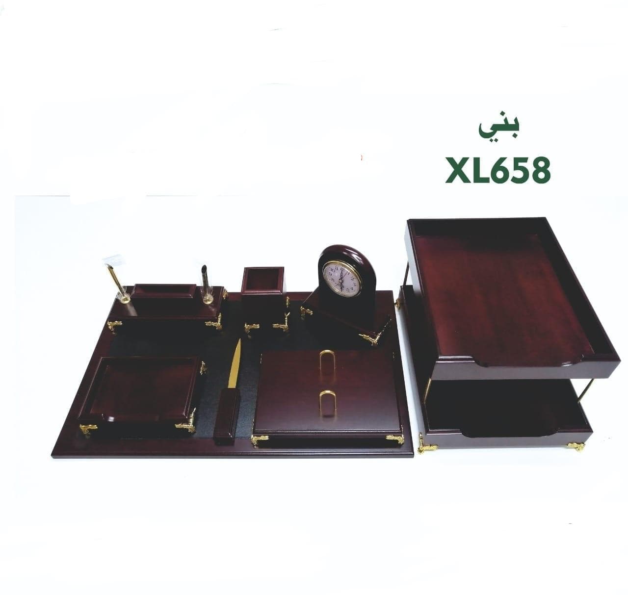 طقم مكتب خشب × جلد  9 قطع 